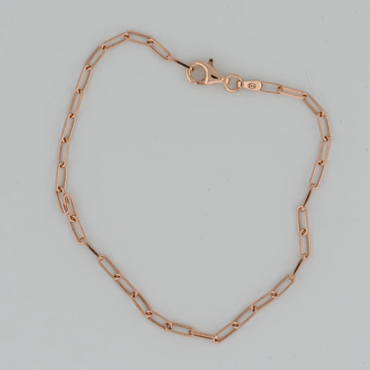 Rose Gold Plated Paperclip Silver Bracelet