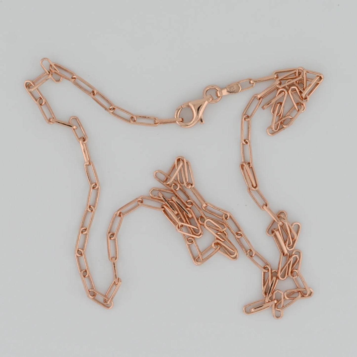 Rose Gold Plated Silver Paperclip Chain