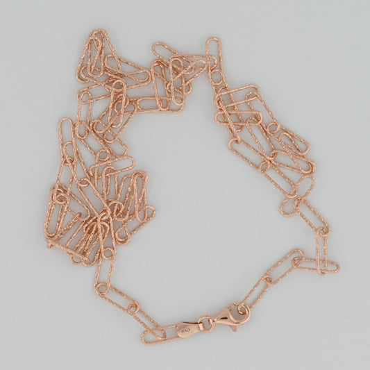 Rose Gold Sparkly Paperclip Silver Chain