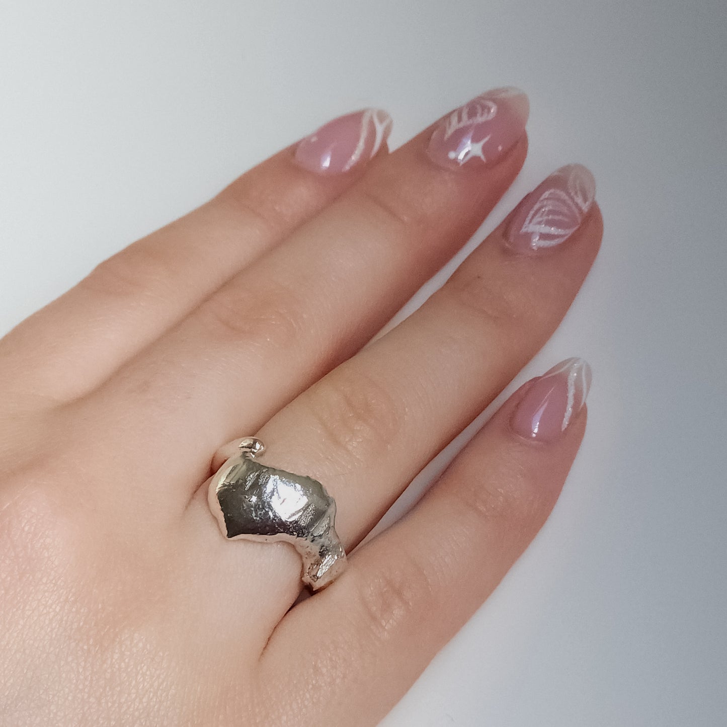 Unique Melted 999 Silver Ring