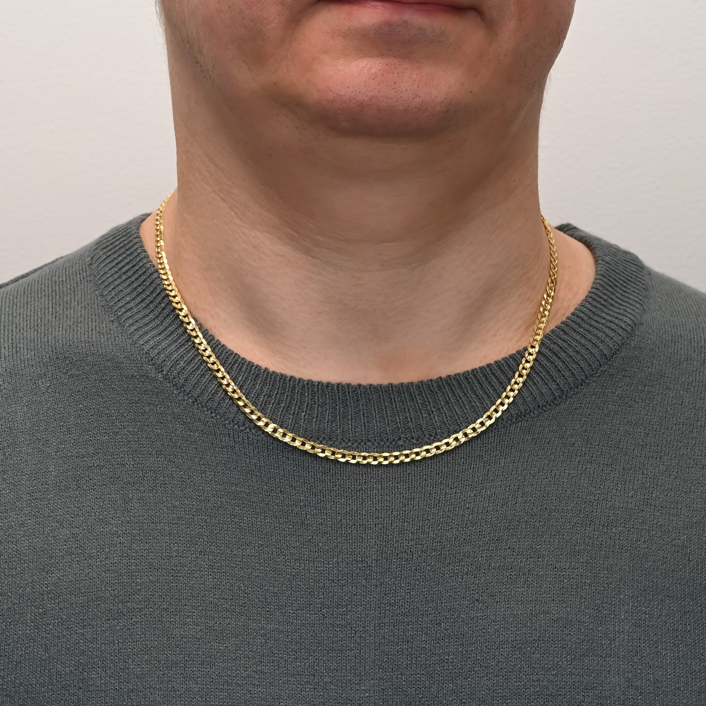 Curb silver chain yellow gold plated 3.7mm