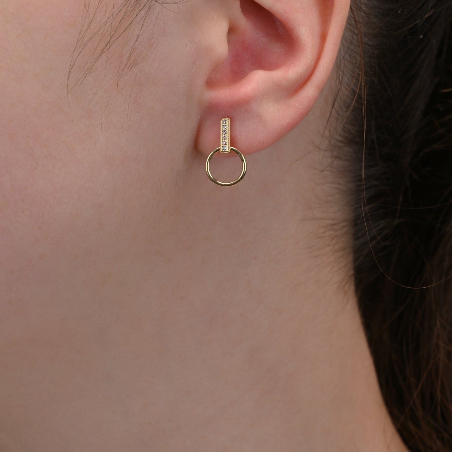 Gold Circle Earrings with cubic zirconia