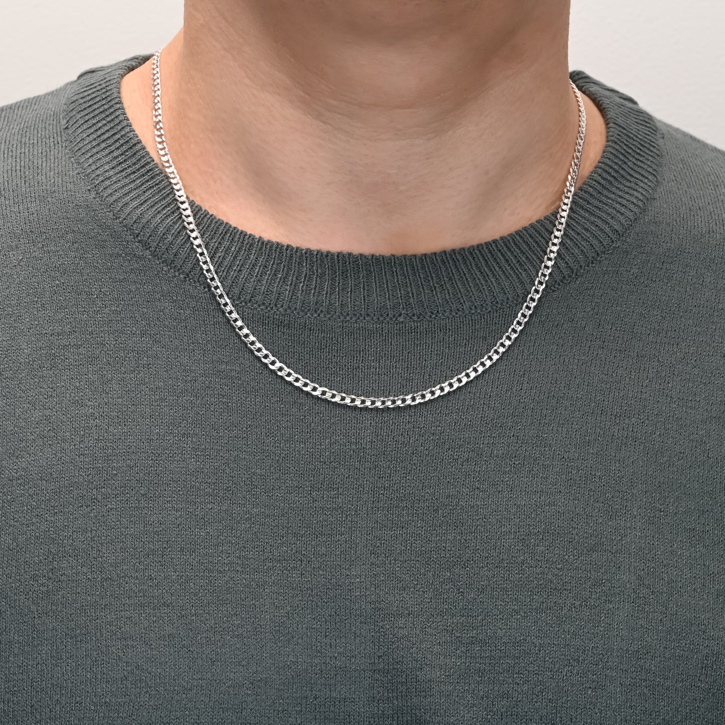 Curb silver chain 3.7mm