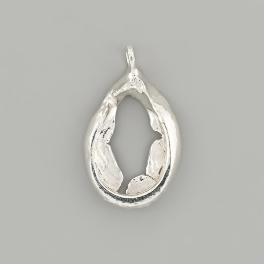 Halfbaked Fine Silver Drop Pendant Melted Jewellery