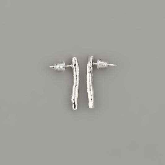 Melted Silver Stick Earrings