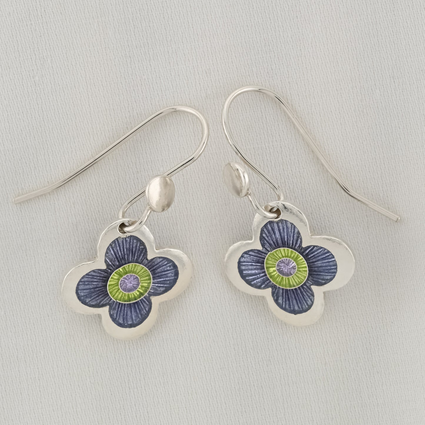 Lilac Flower Silver Earrings