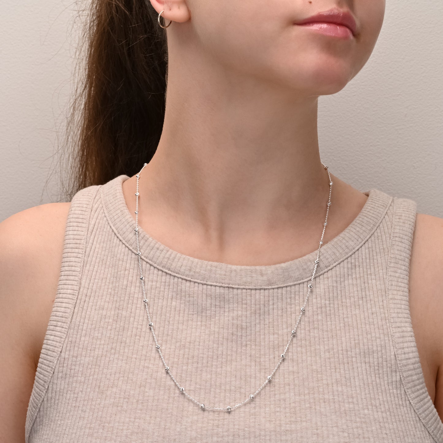 Silver Chain With Round Beads