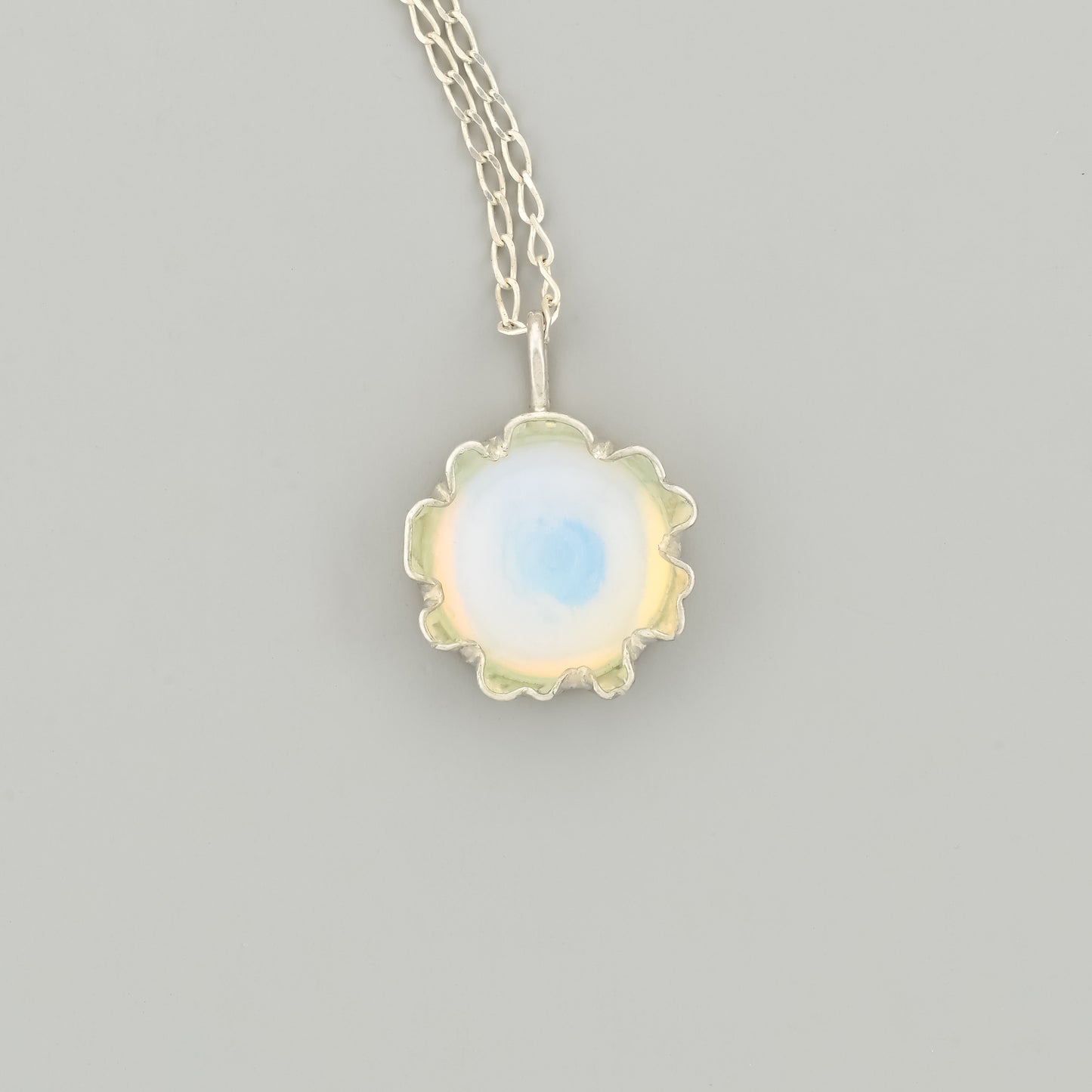 Flower Silver Pendant with Gem