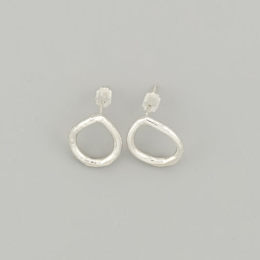 Melted Silver Drop Earrings