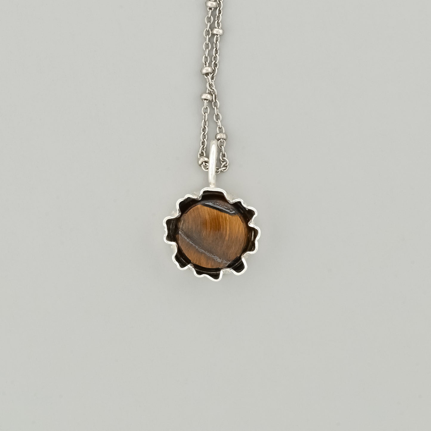 Flower Silver Pendant with Gem