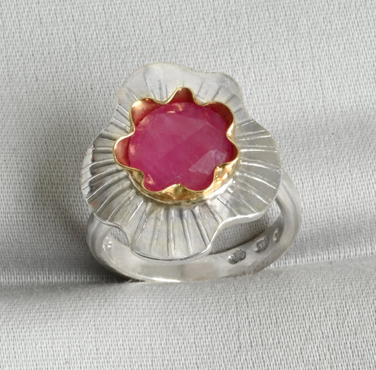 Silver & Gold Ruby Ring