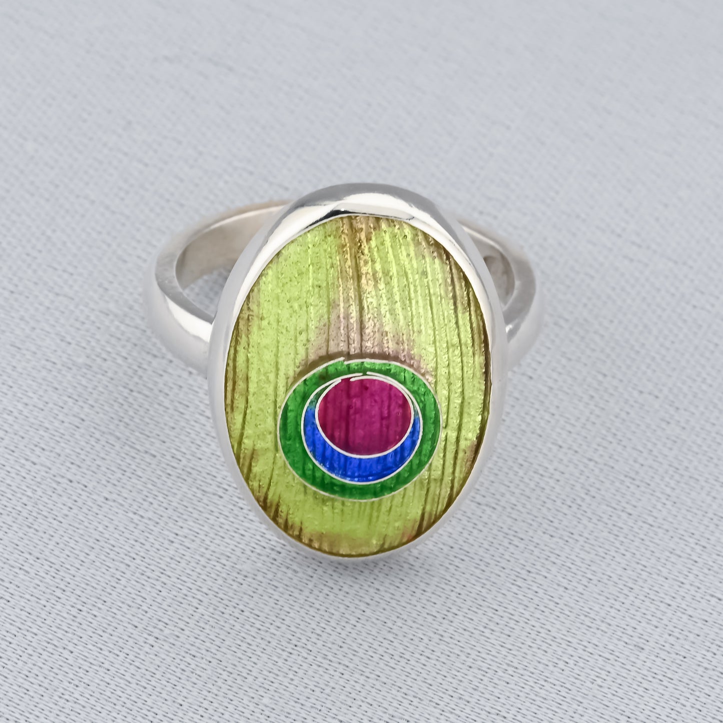 Enamel ring peacock