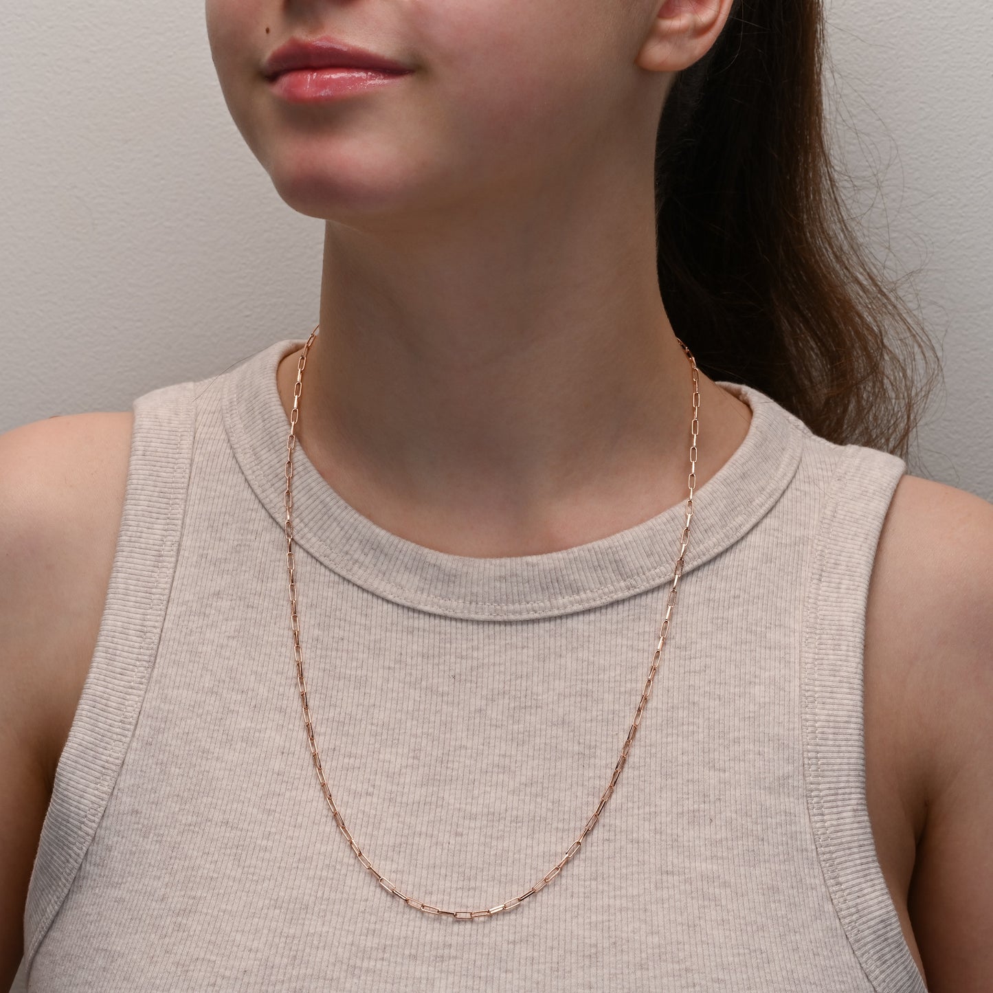 Rose Gold Plated Silver Paperclip Chain