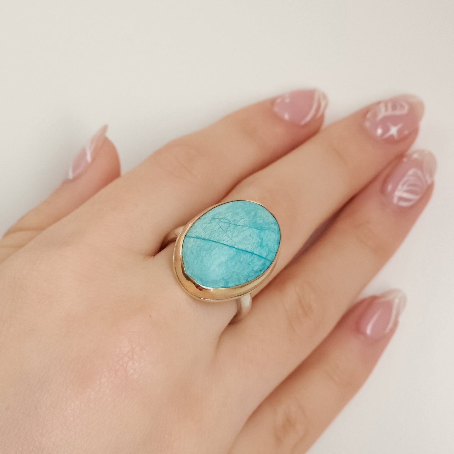 Silver and Gold Australian Turquoise Ring