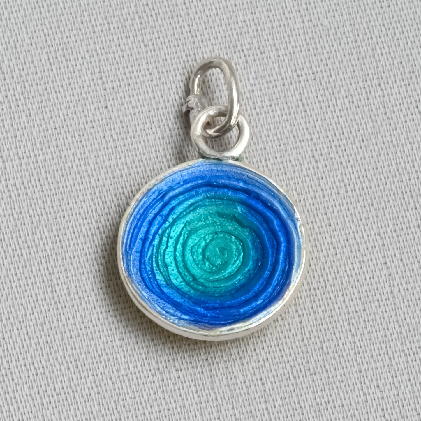 Sea Shell and Ocean Enamel Silver Pendant