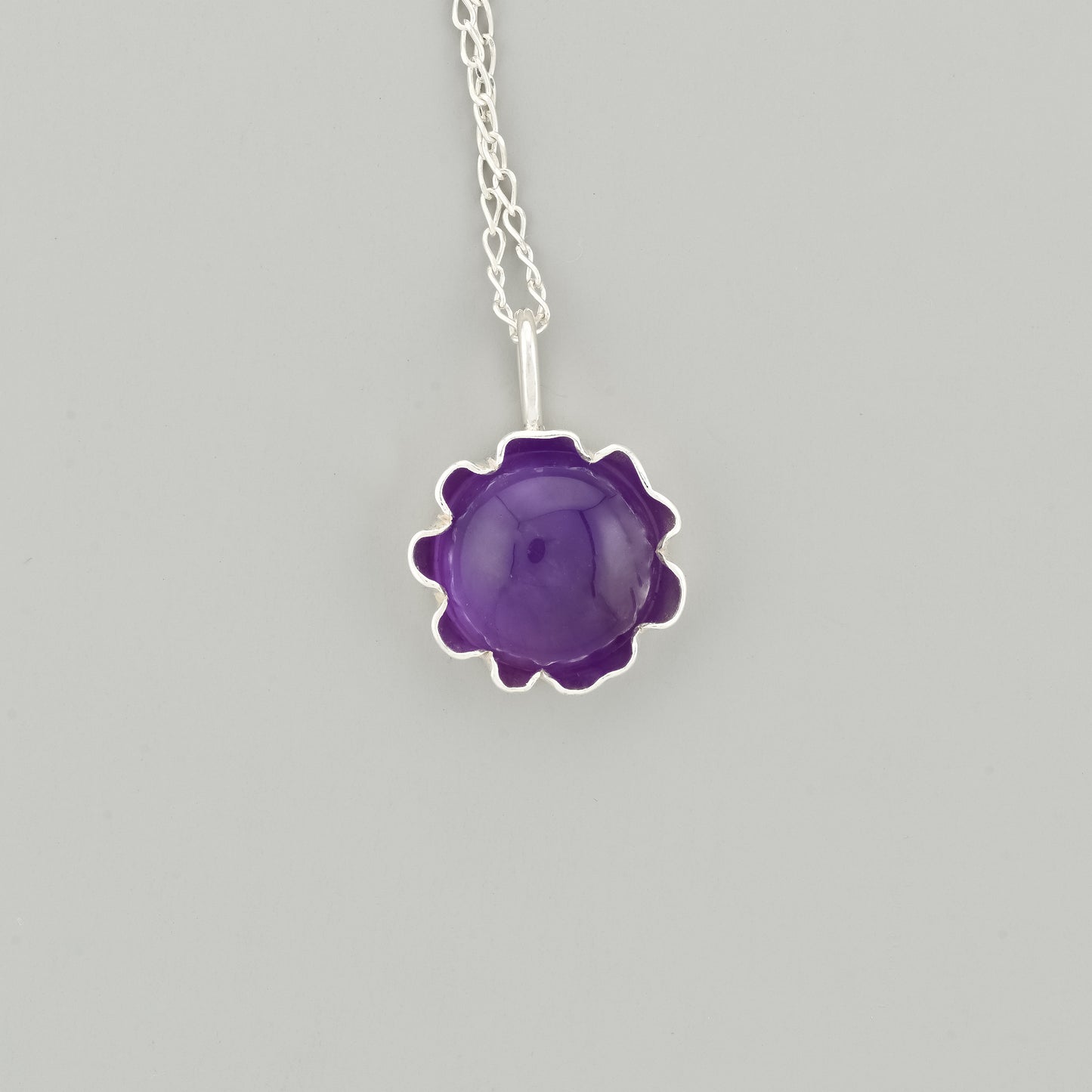 Flower Silver Pendant with Gem