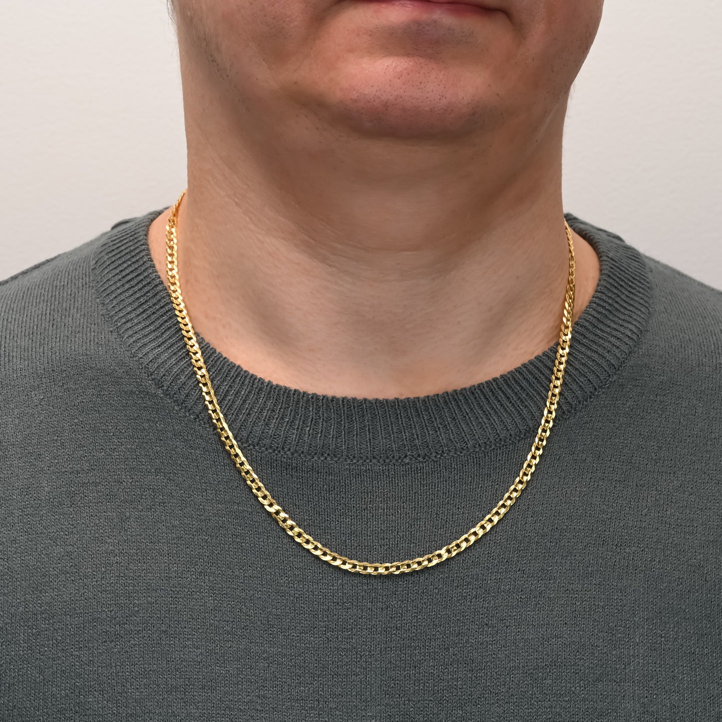 Curb silver chain yellow gold plated 3.7mm