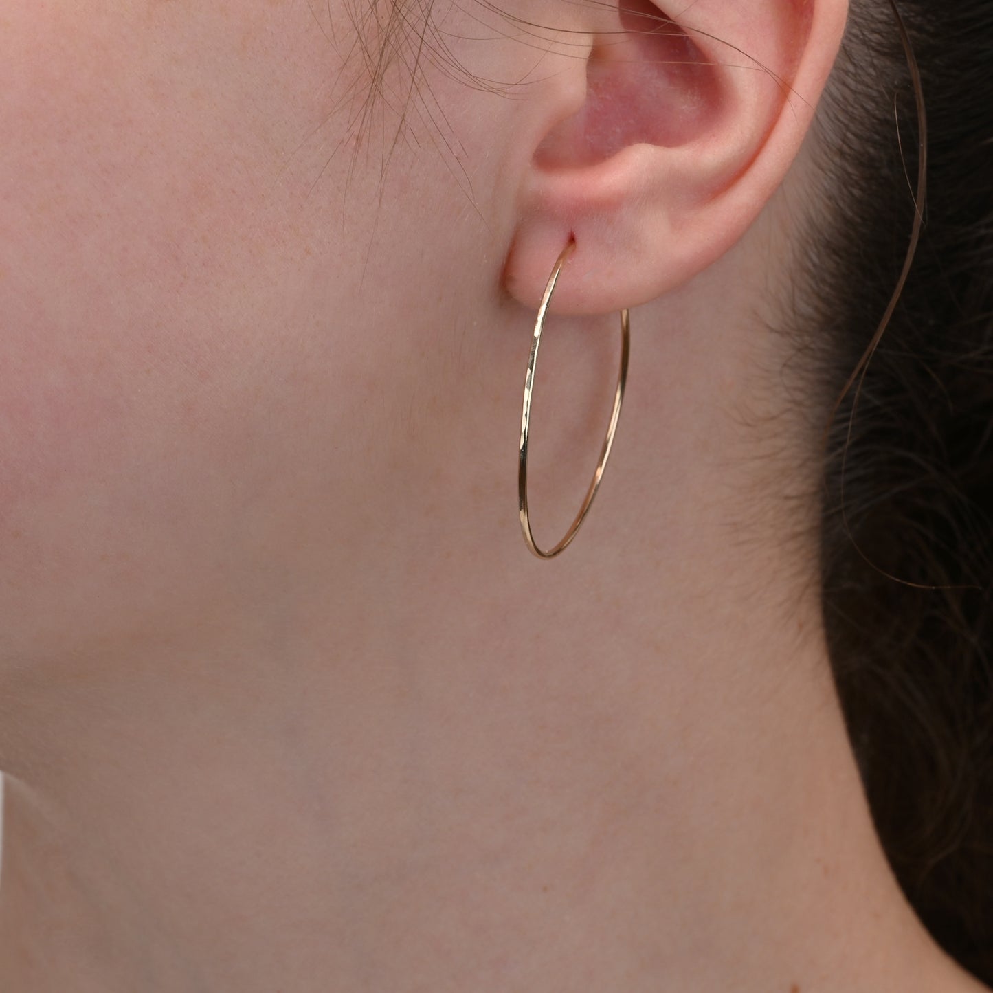 Gold Hammered Hoop Earrings