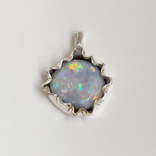 Australian opal in 9ct white gold pendant