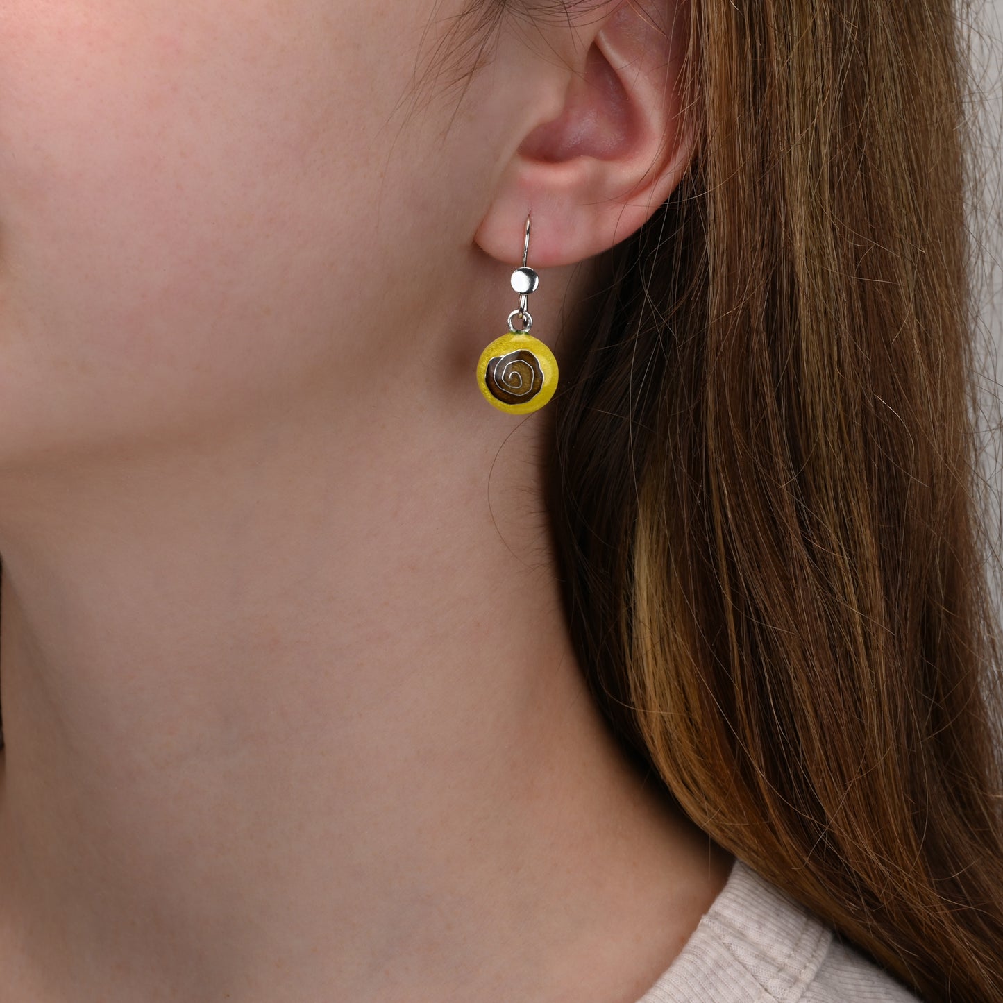 Sea Shell and Ocean Enamel Silver Earrings