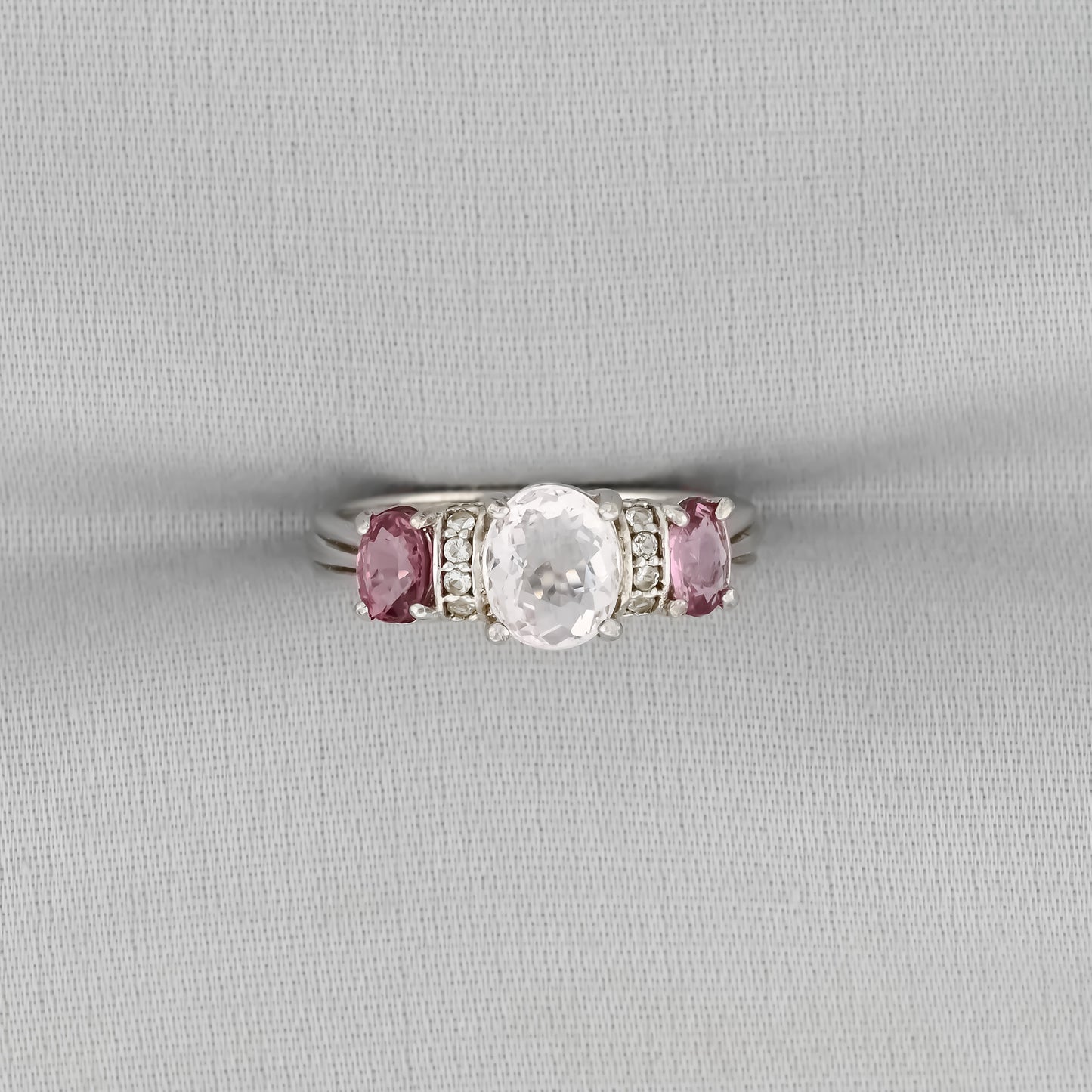 Morganite and pink Sapphire silver ring