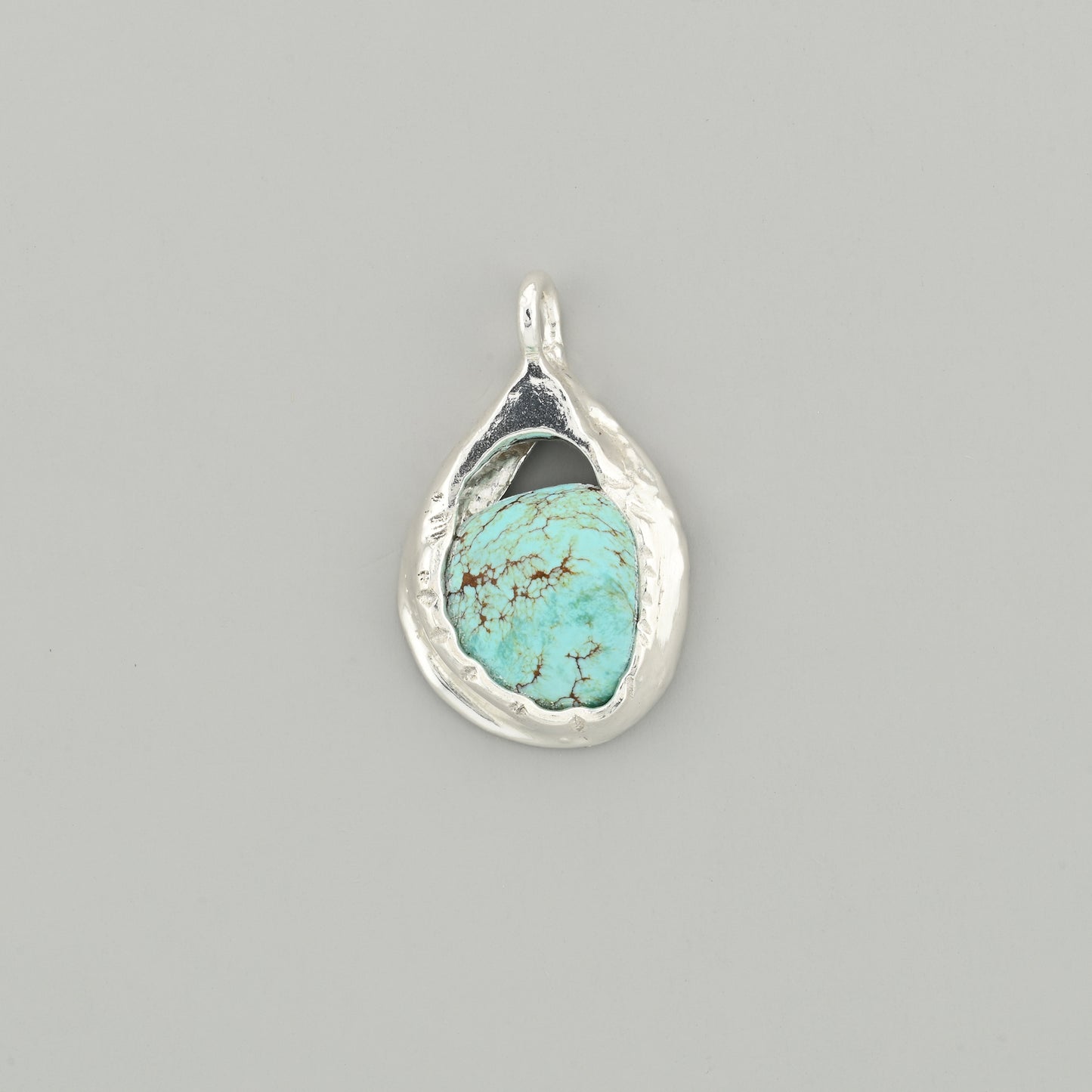 Melted silver pendant with Australian Turquoise