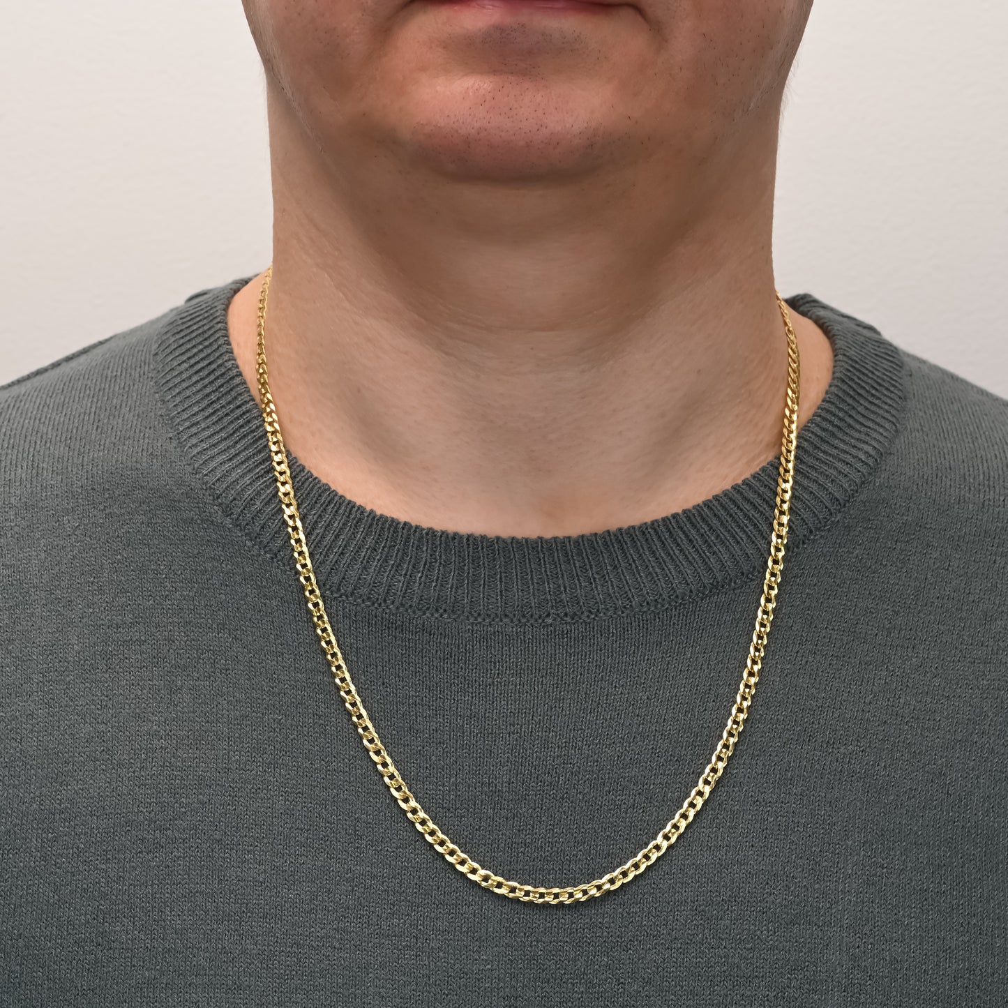 Curb silver chain yellow gold plated 3.7mm