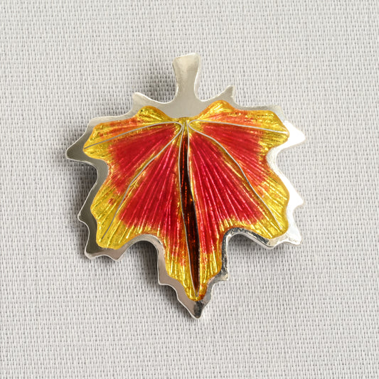 Maple Leaf Champleve & Cloisonne Silver Pendant