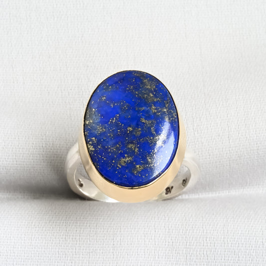 Lapis Lazuli Silver and Gold Ring