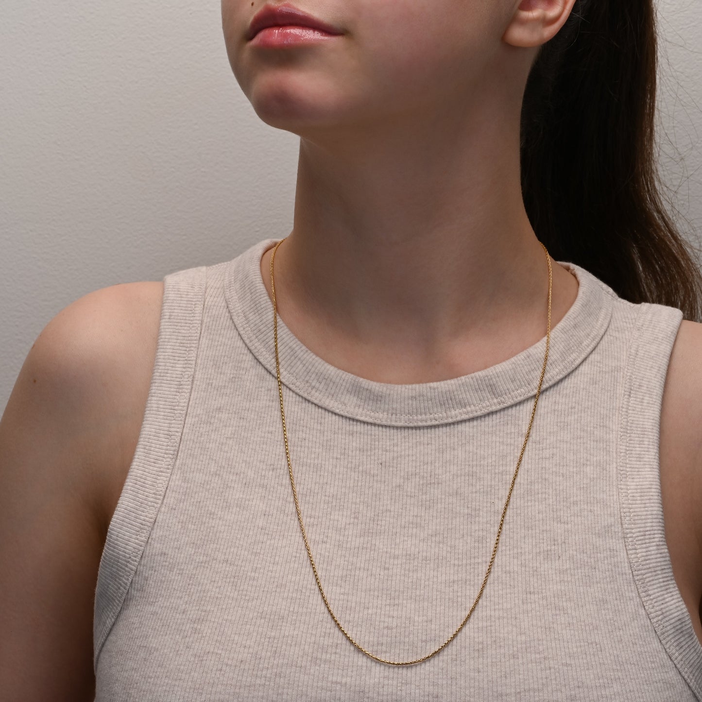 Yellow Gold Silver Chain Spiga 66cm