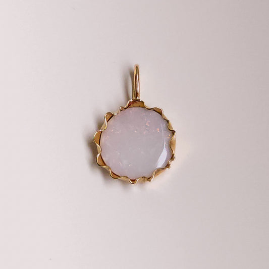 Opal & Gold Flower Pendant - Australian White Opal