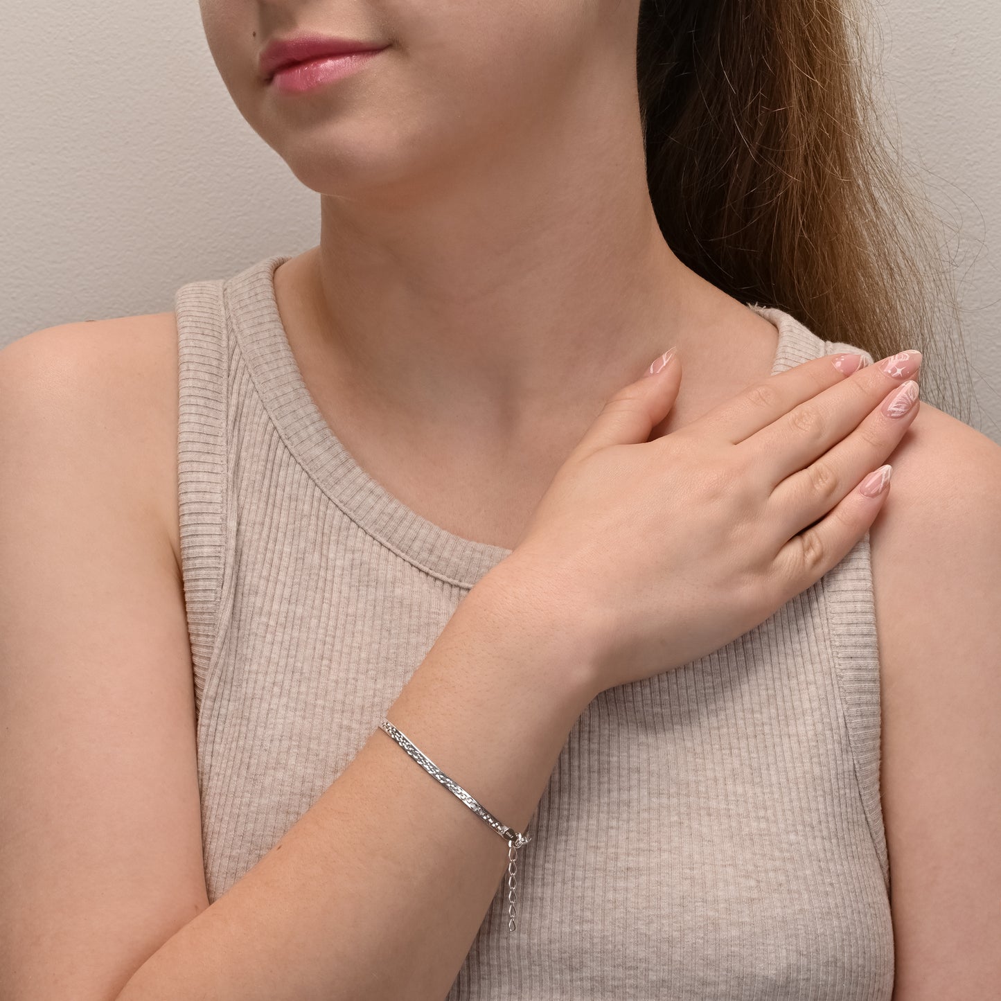 Herringbone silver bracelet