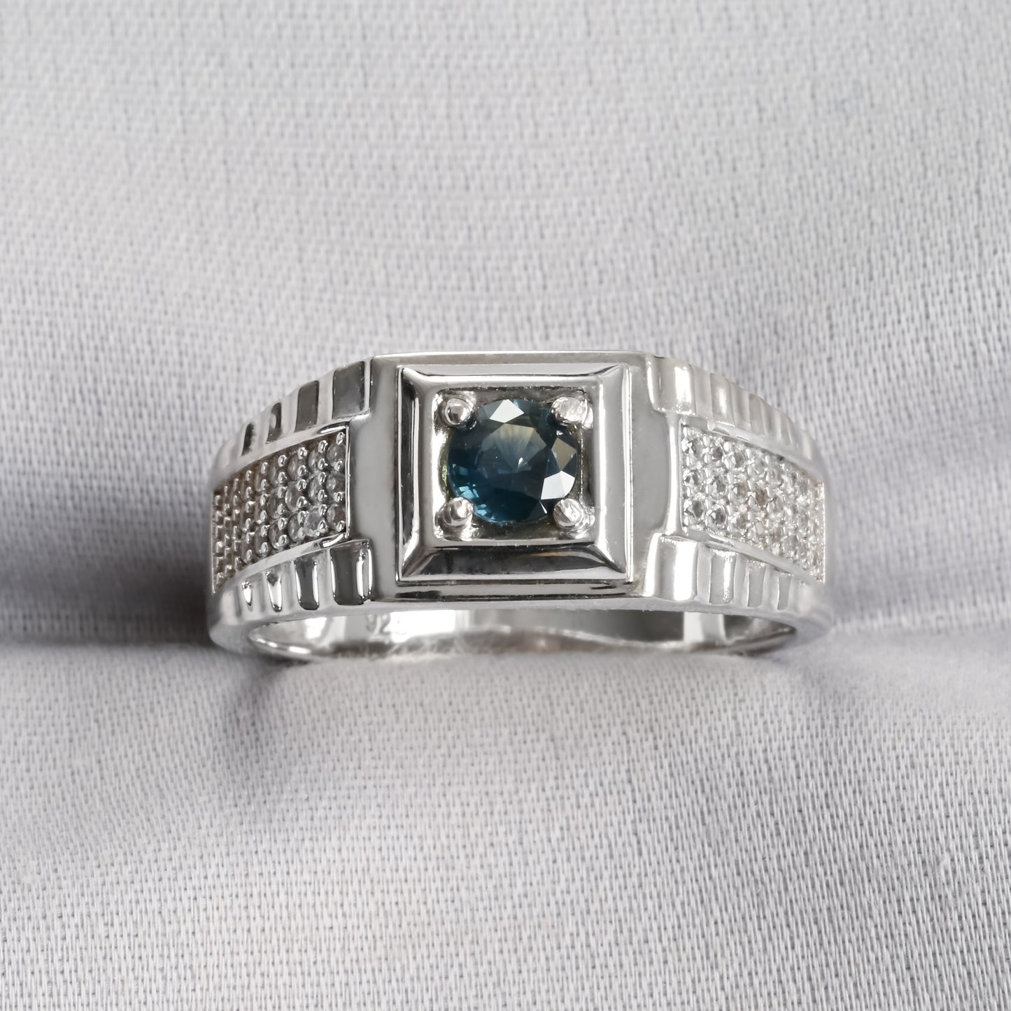 Australian Teal Sapphire Silver Ring