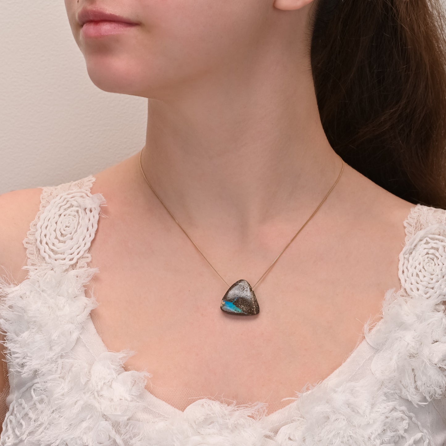 Australian boulder opal pendant with silver chain