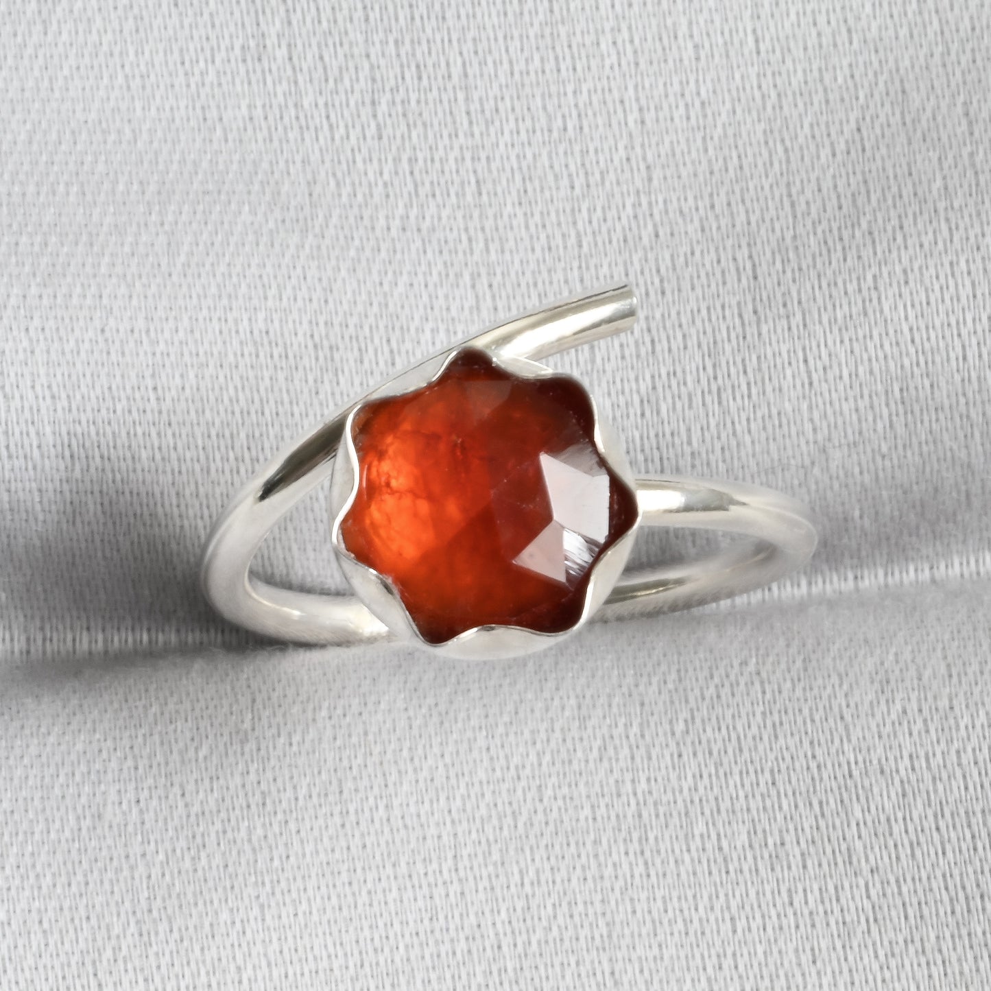 Hessonite garnet silver ring