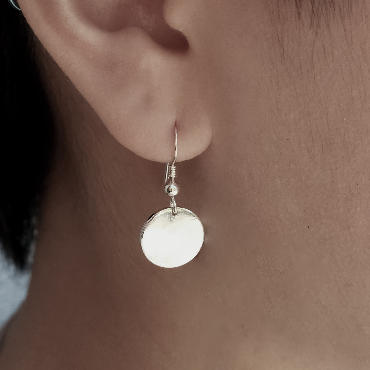 Circle Mirror Silver Earrings