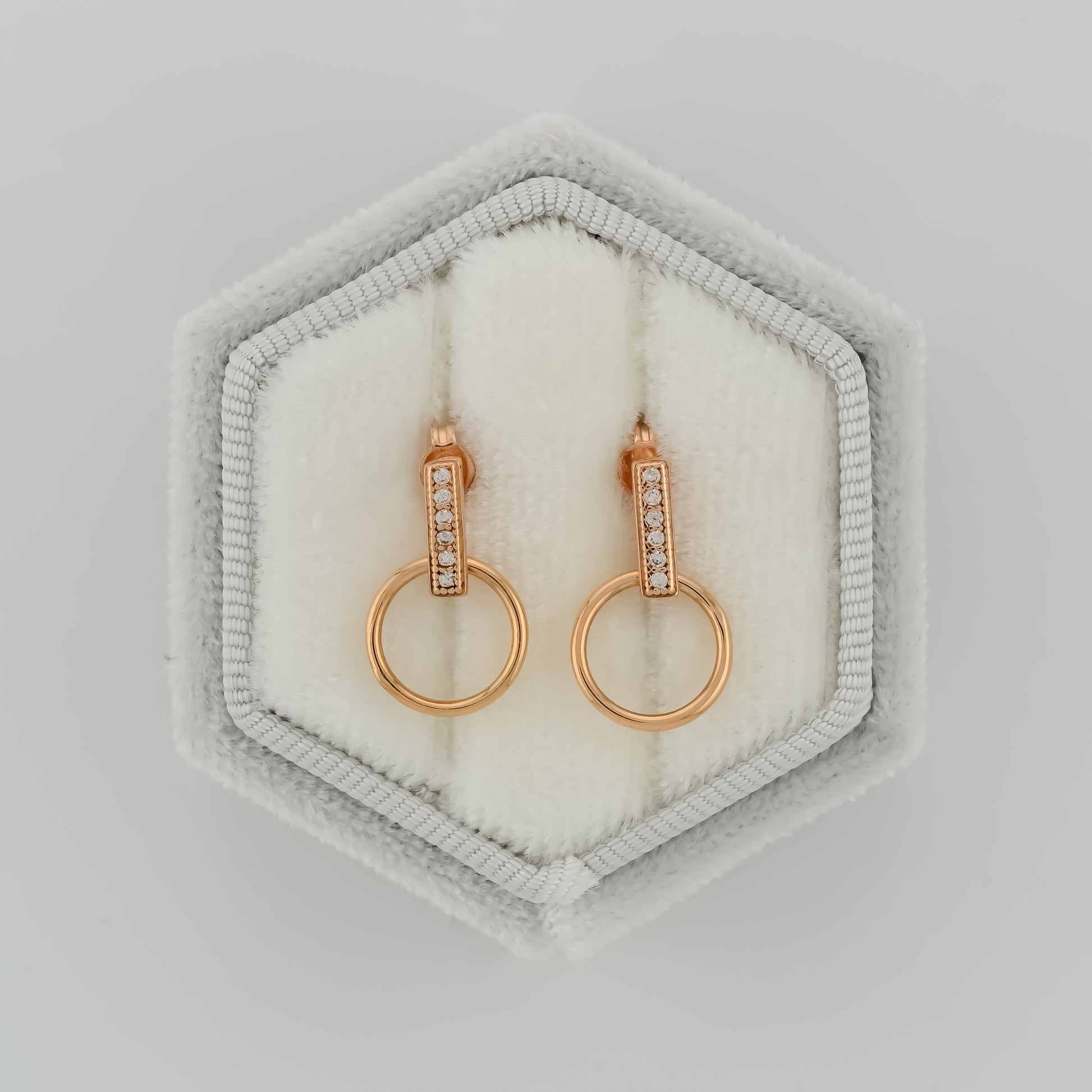Alternate angle of Gold Circle Earrings with cubic zirconia