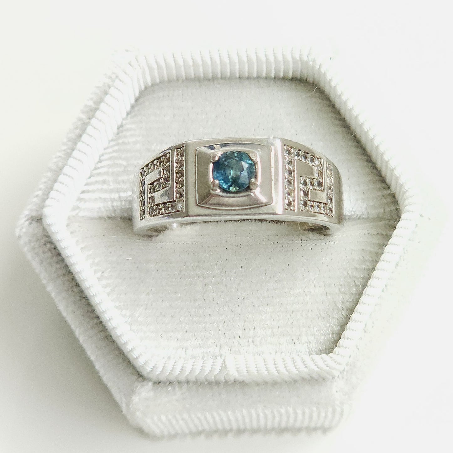 Australian Teal Sapphire Silver Ring