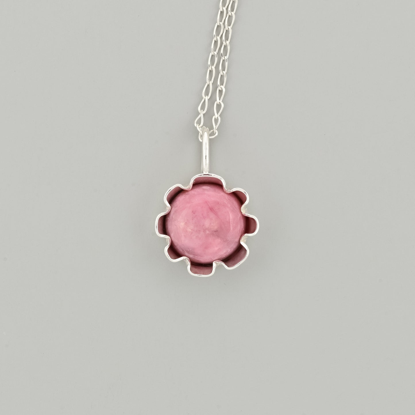 Flower Silver Pendant with Gem