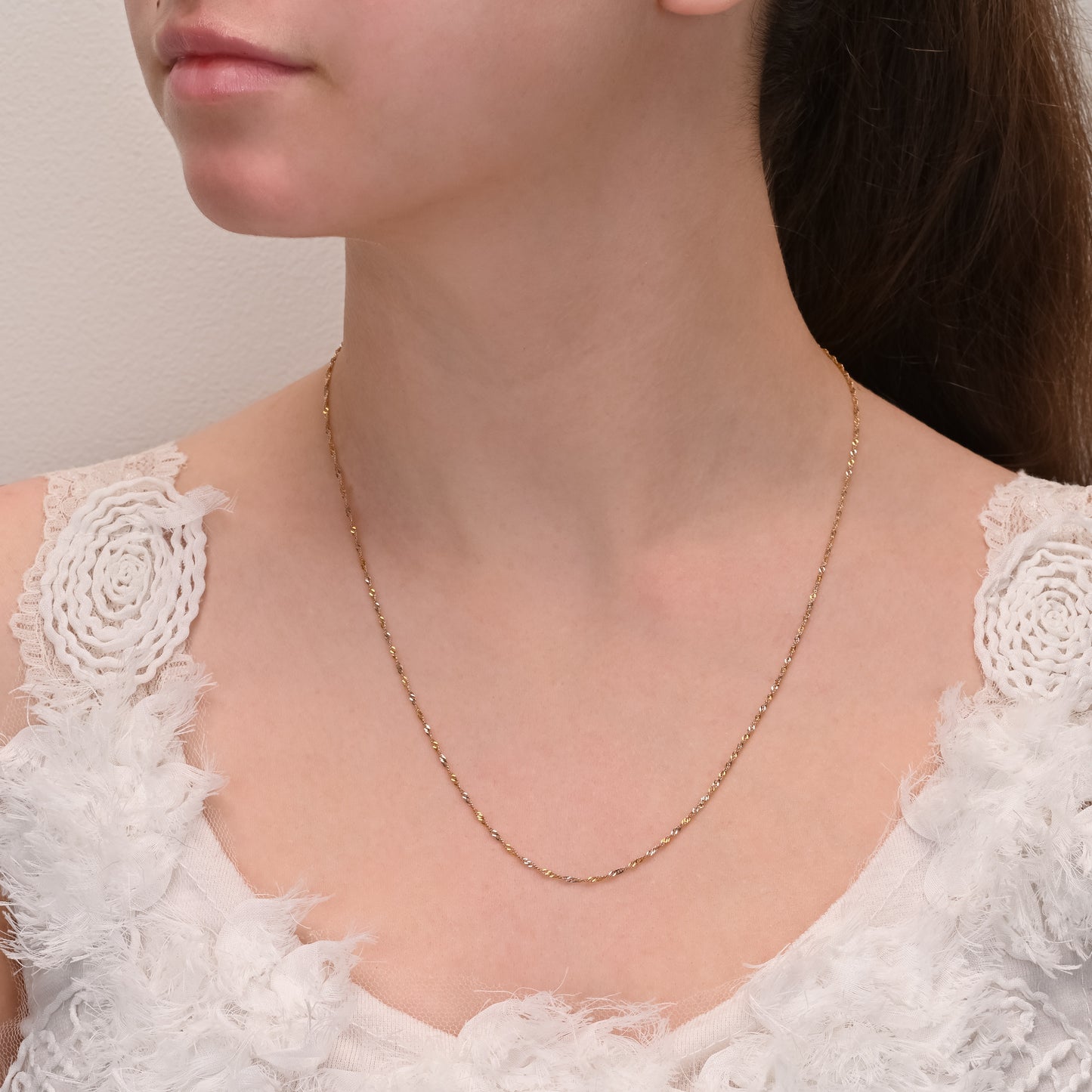 white and yellow gold singapore chain