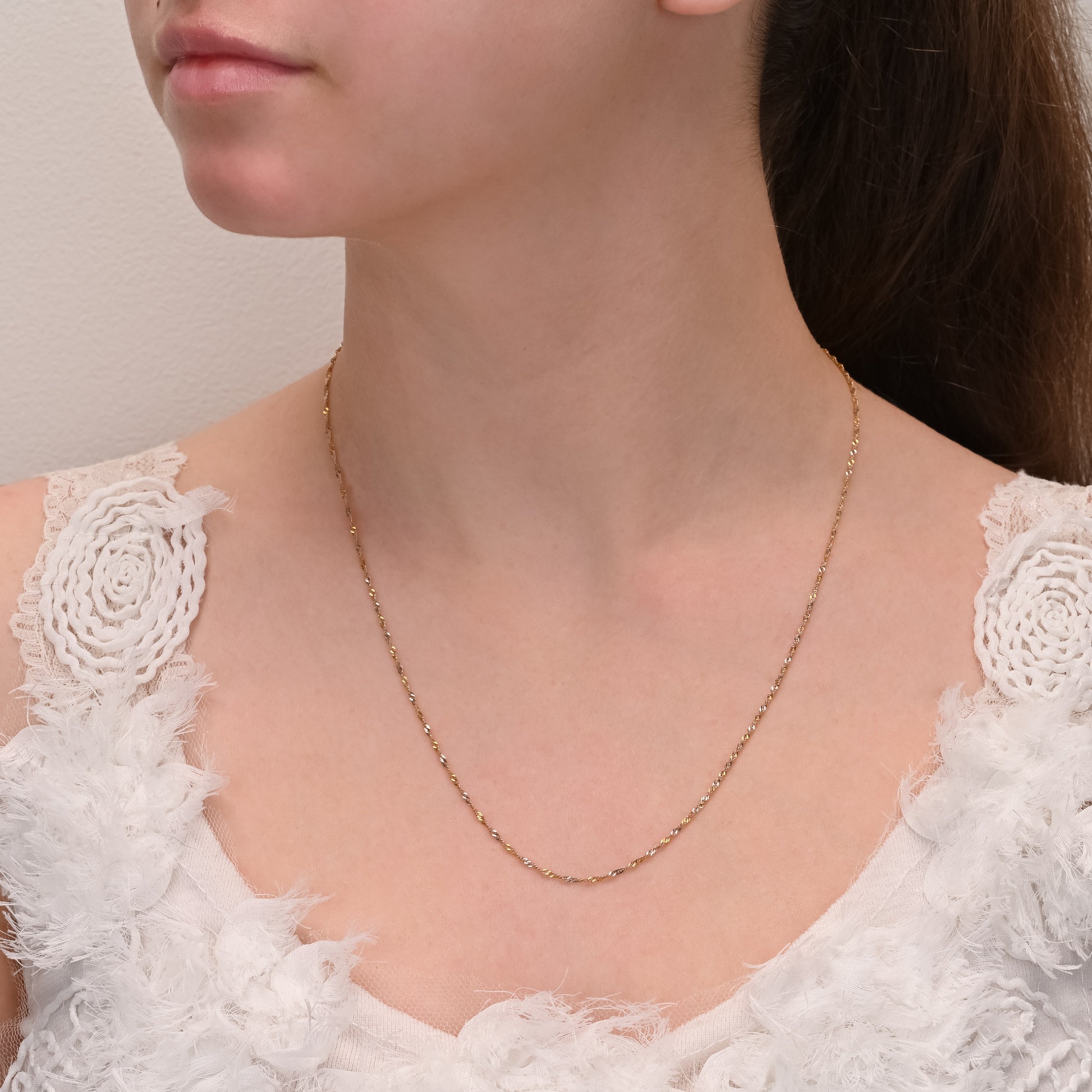 white and yellow gold singapore chain