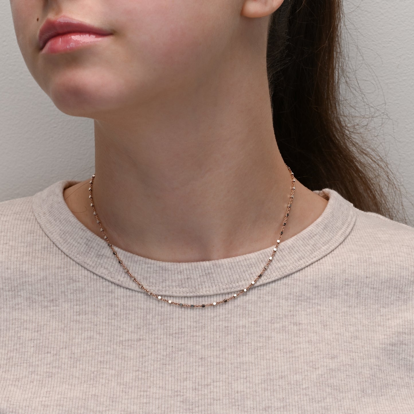 Rose Gold Chain with Cube Beads