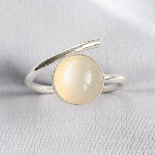 White Moonstone silver ring