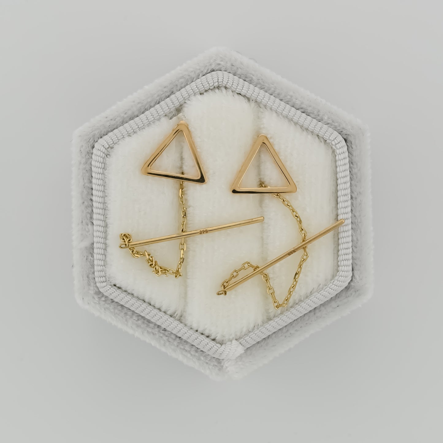 Gold Triangle Threaded Earrings