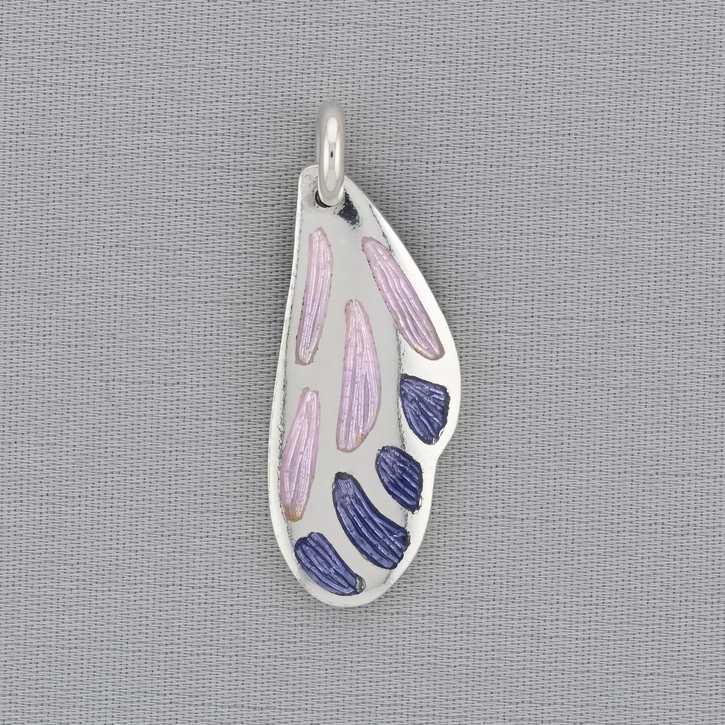 Pink and Purple Butterfly Wing Silver Pendant