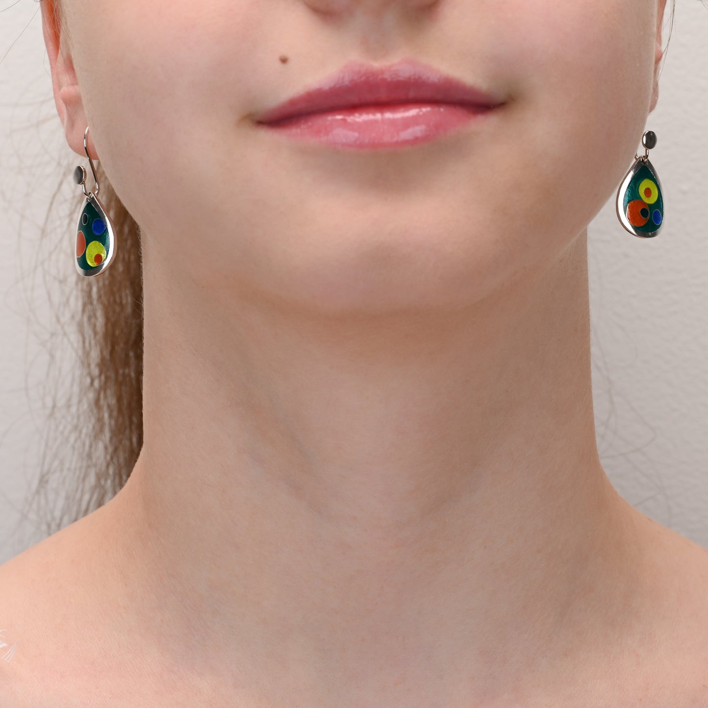 Colourful Drops Cloisonne Silver Earrings