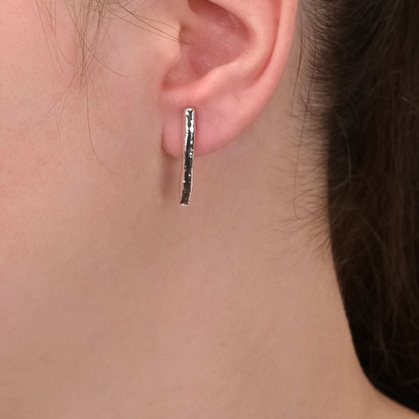 Melted Silver Stick Earrings