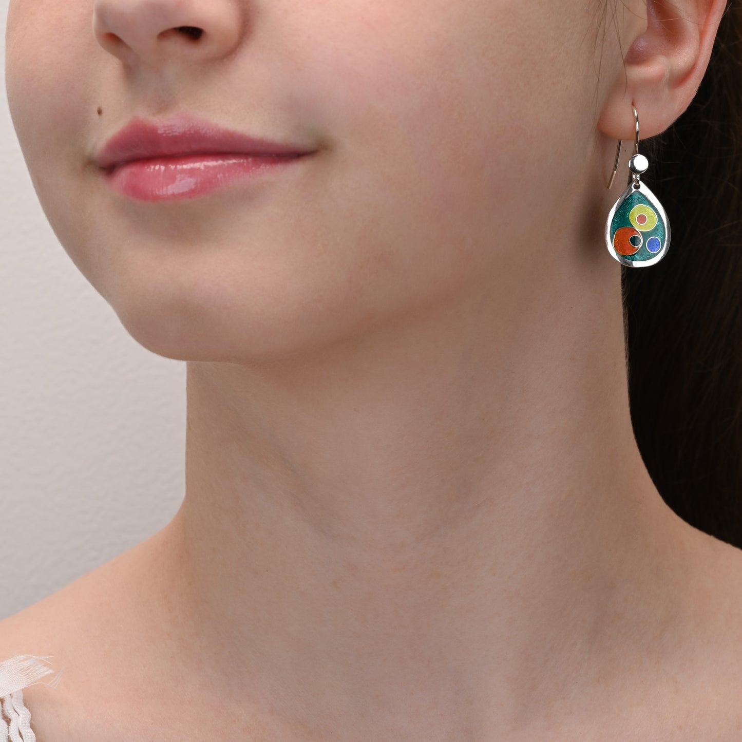 Colourful Drops Cloisonne Silver Earrings