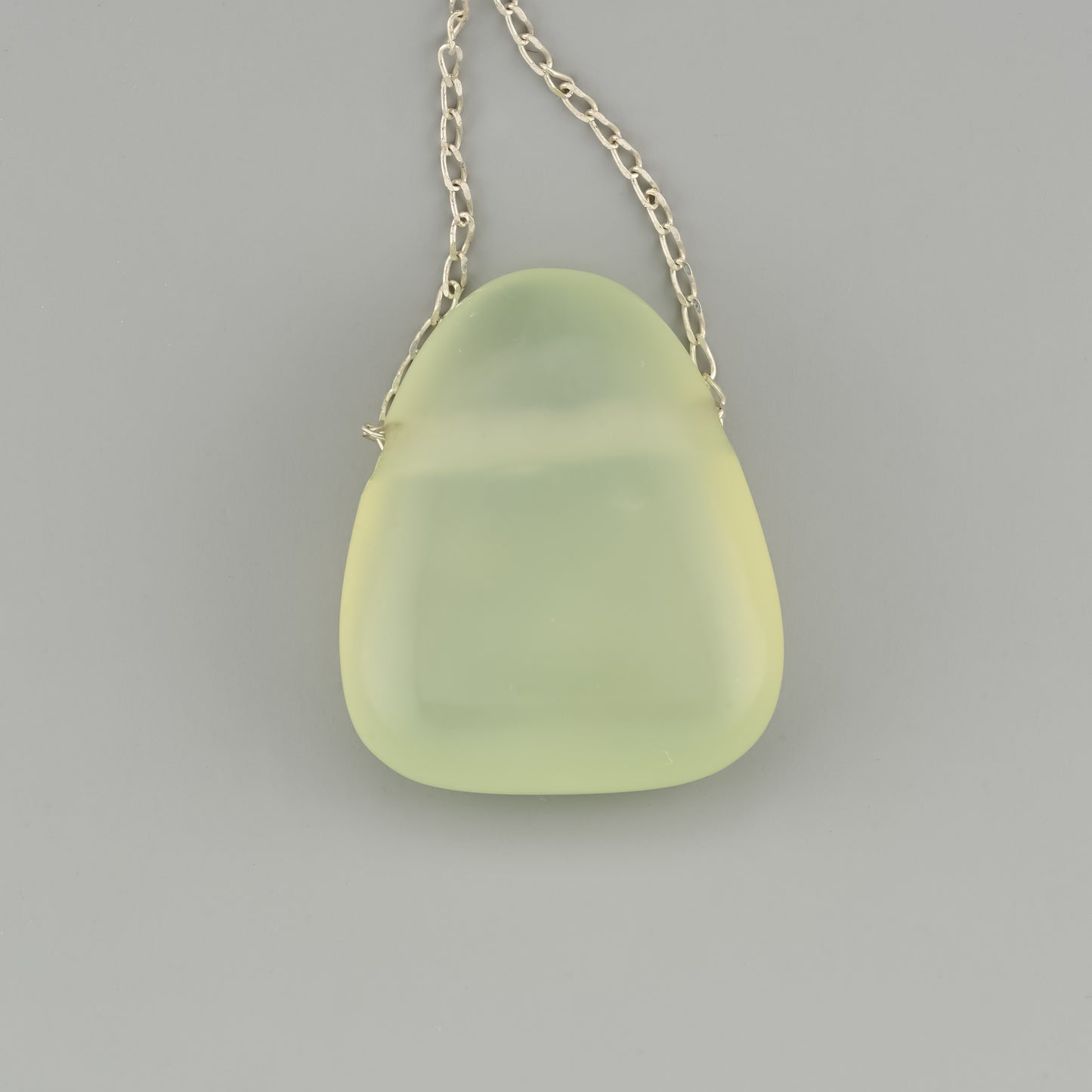 Prehnite pendant with silver chain