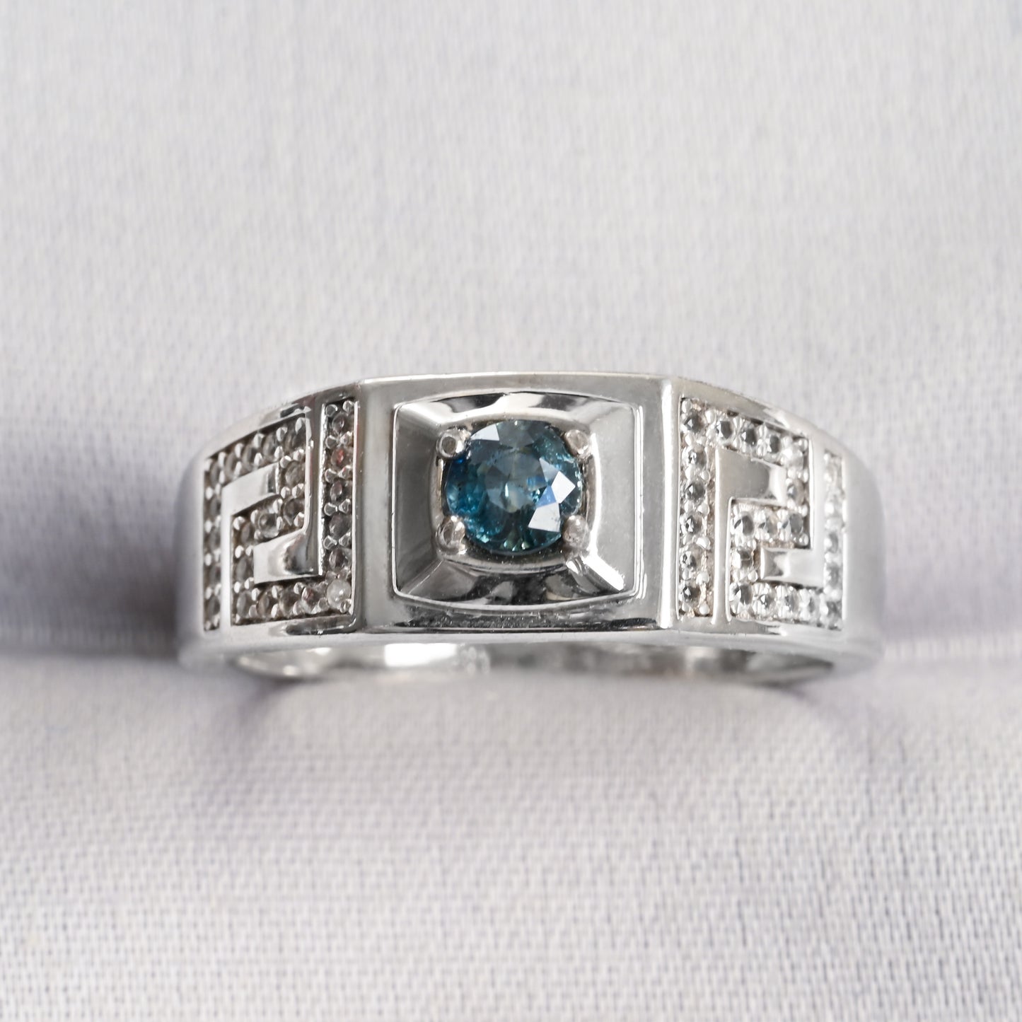 Australian Teal Sapphire Silver Ring